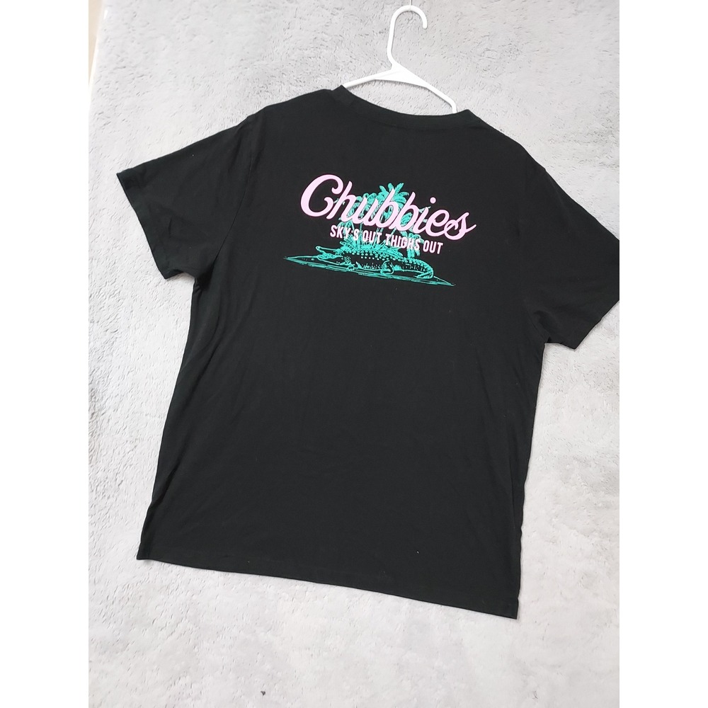 Chubbies Shirt Mens Large Skys Out Thighs Out Graphic Tee Black Summer Graphic L